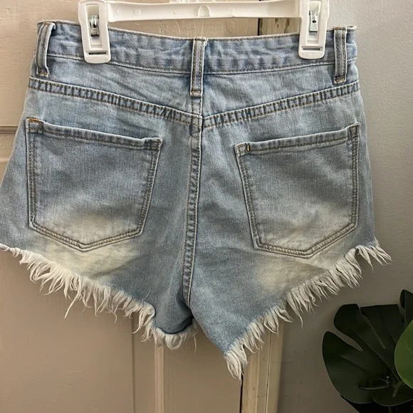 Shein Blue Distressed Jean Shorts - Picture 2 of 2